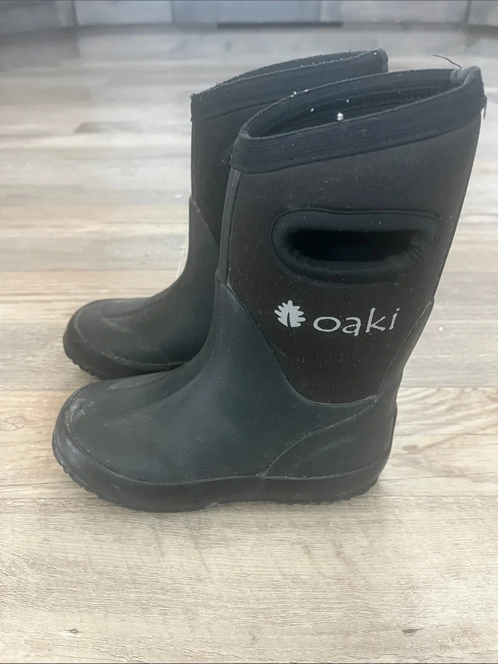 Oaki Black Kids Waterproof Pull-On Rain & Snow Boots